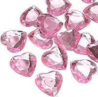 Vista 33 de MECCANIXITY 20 piezas de diamantes de imitación acrílicos de corazón de 0.98 pulgadas (0.984 in) con parte trasera plana, gemas de plástico