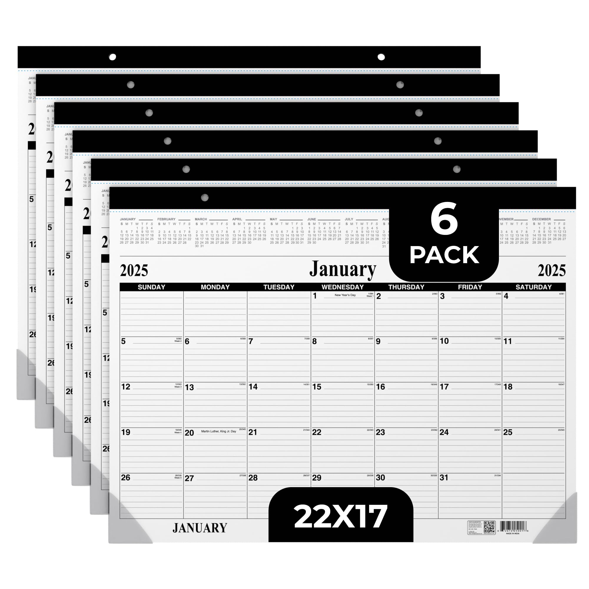 Desk Calendar, 2025 Desk Calendar, Desk Pad Calendar, Desktop Calendar, Office Calendar 2025, Large Calendar, Desk Blotter Calendar, Desk Planner, 22 x 17, (6 Pack)