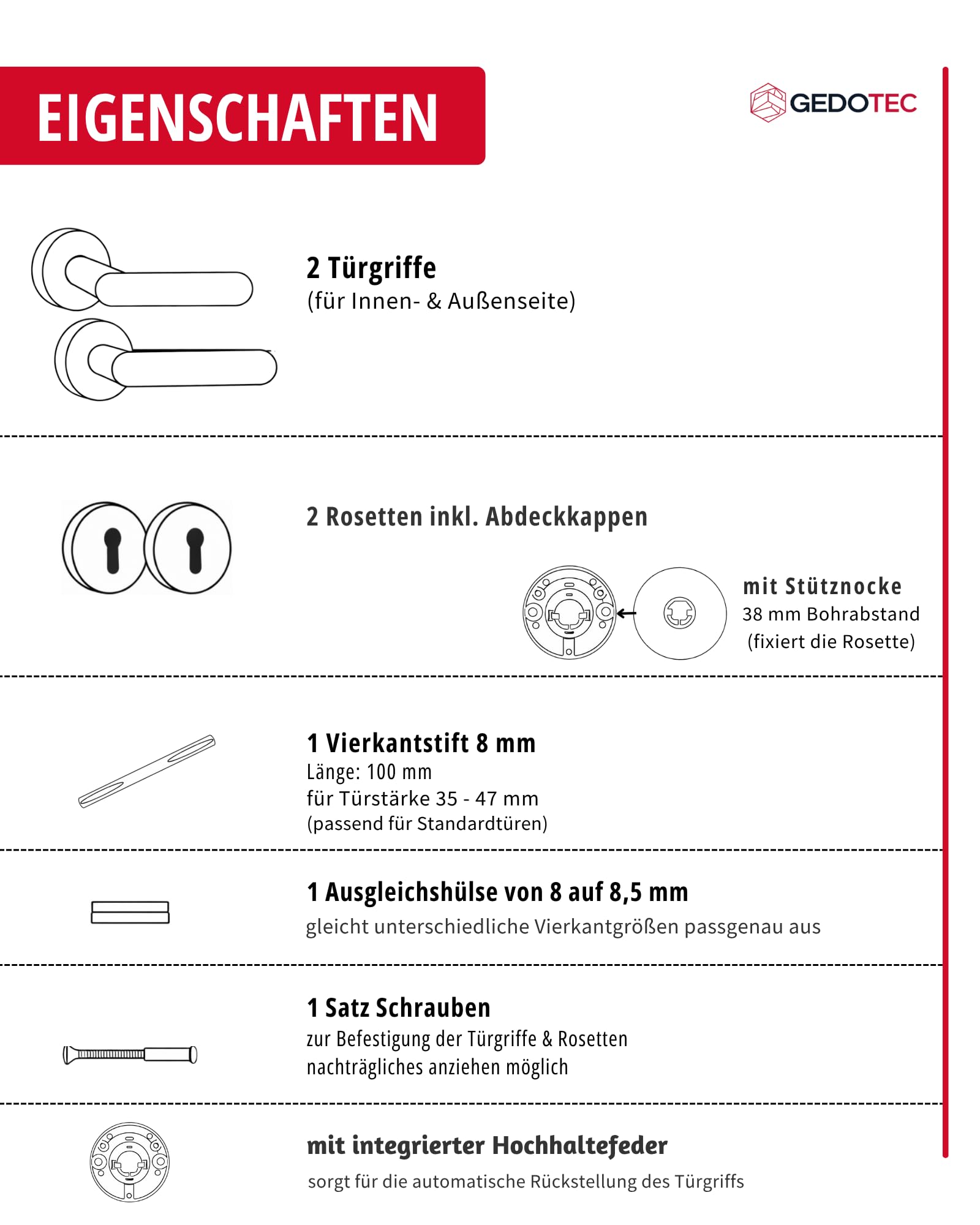 Gedotec Zestaw klamek z mosiądzu wraz z materiałem mocującym | ALT WIEN | 1 zestaw okuć drzwiowych klamka drzwi do pokoju na okrągłej rozetie | BB - zamek | para klamek mosiądz polerowany | komplet