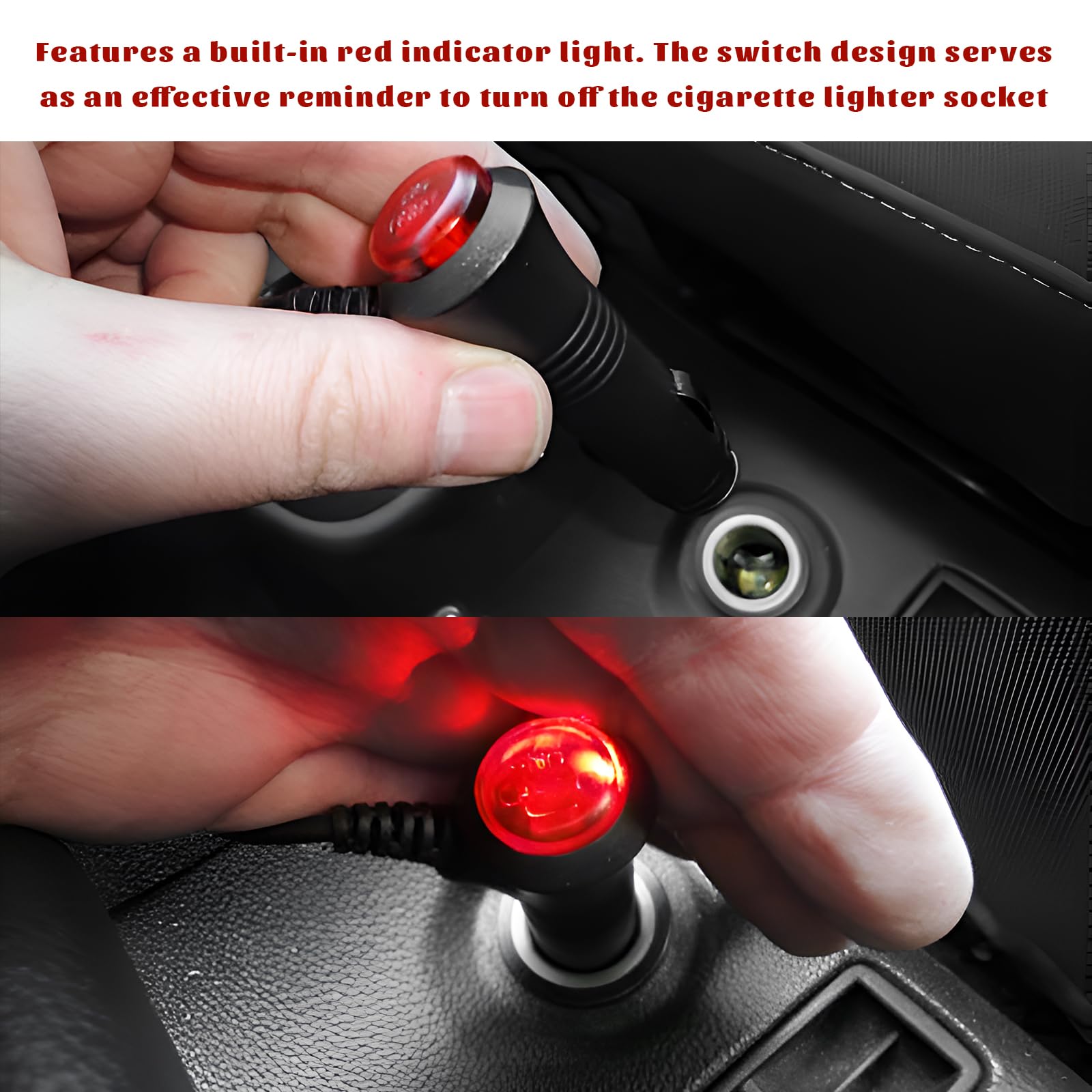 Sun Walker Car Cigarette Lighter Plug with LED Switch Button, 9.8 Ft 12V Male Cigarette Lighter Socket with Built-in 4A Fuse, Power Plug Cable Adapter for Cars Trucks Motorcycles : Automotive