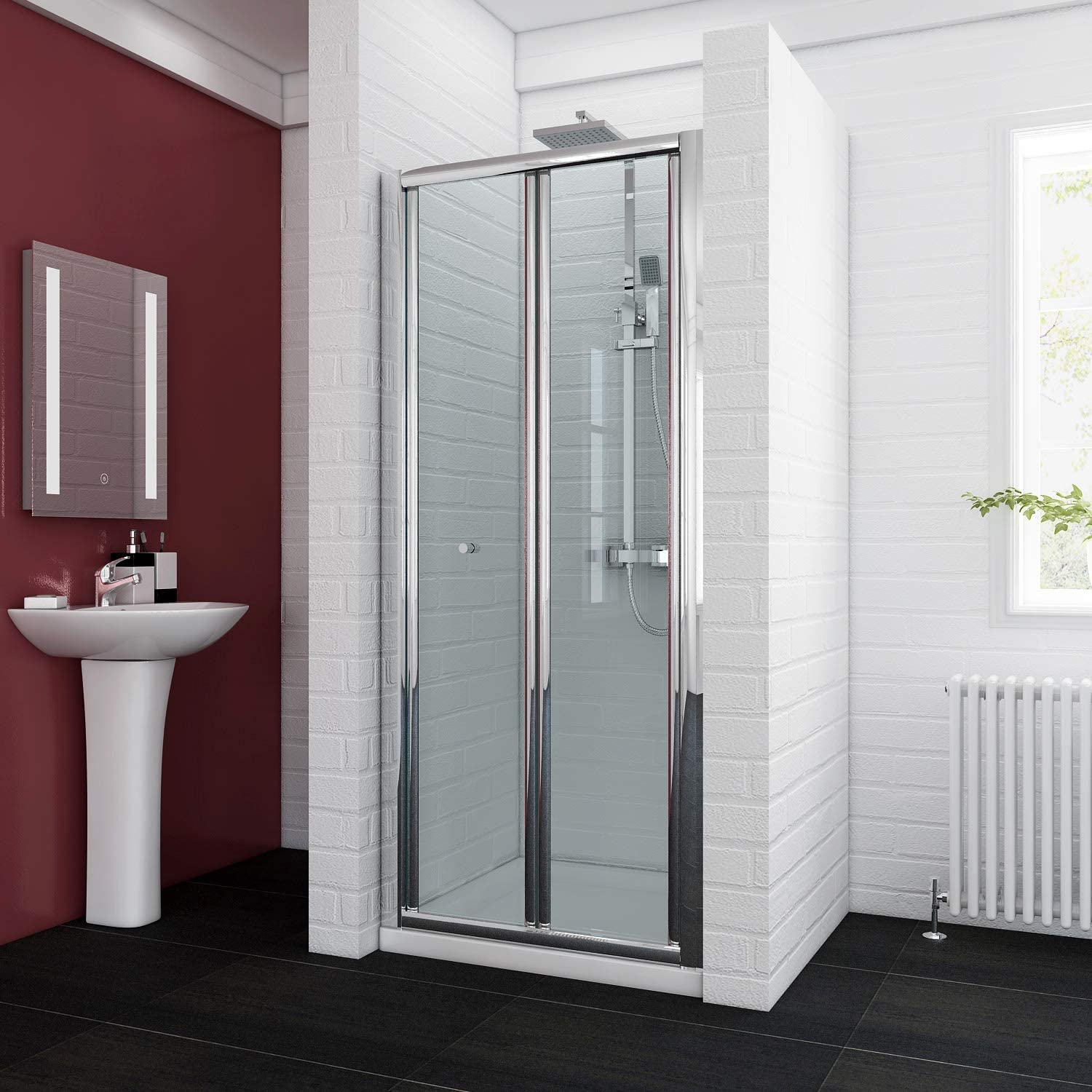ELEGANT 800 mm Bifold Shower Door Enclosure Reversible Folding Glass Shower Cubicle