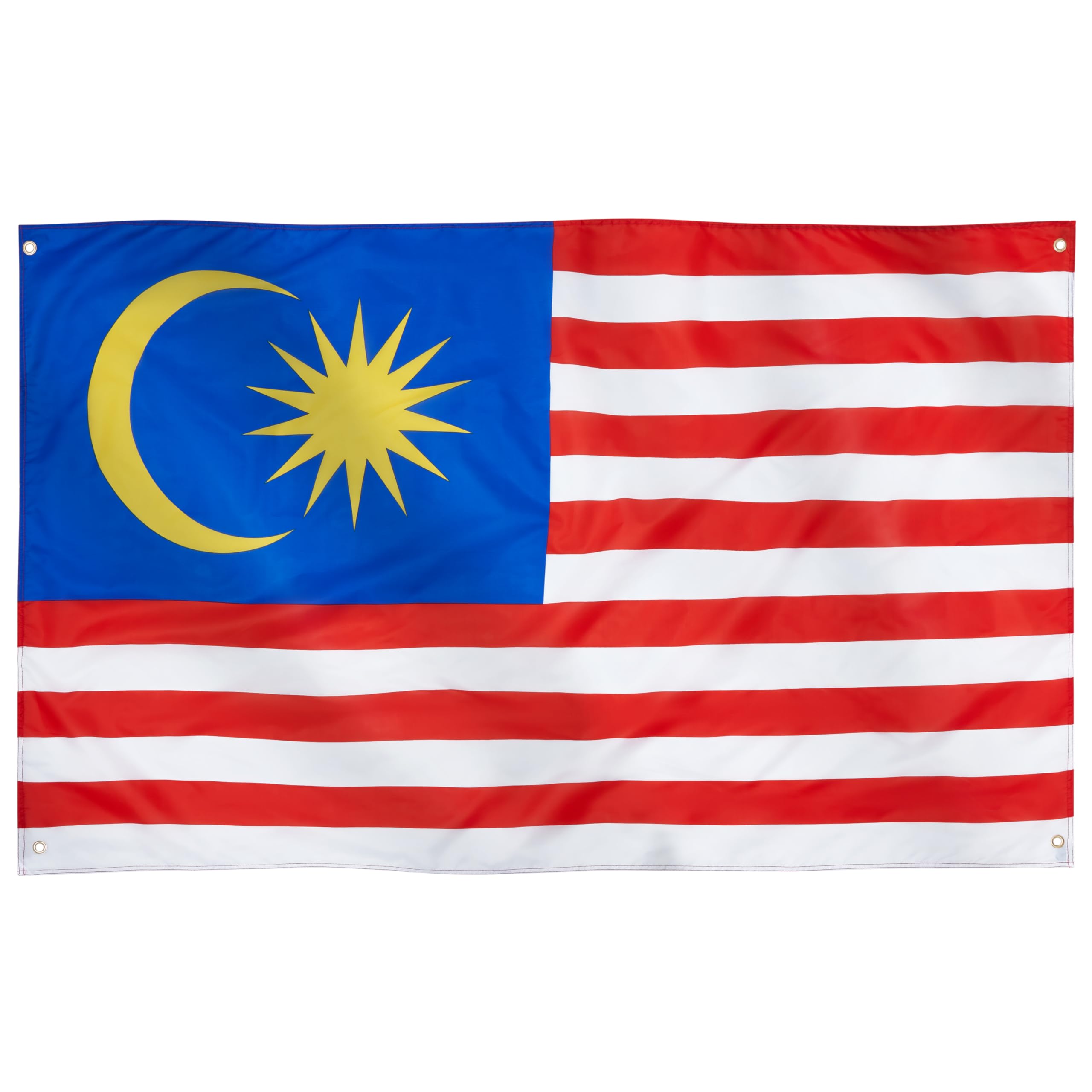 Runesol Malaysia Flag 91x152cm, 3ft x 5ft With 4 Grommets, Eyelet in Every Corner, Stripes of Glory