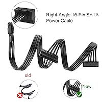 Vista 3 de YACSEJAO Cable divisor de alimentación SATA Mini de 4 pines a 2 pines en ángulo recto de 15 pines para HDD, SSD, unidades ópticas, cable