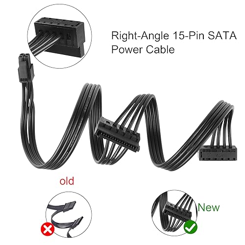 Miniatura 3 de YACSEJAO Cable divisor de alimentación SATA Mini de 4 pines a 2 pines en ángulo recto de 15 pines para HDD, SSD, unidades ópticas, cable de