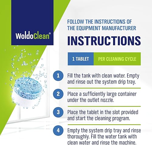 Miniatura 7 de WoldoClean Tabletas de limpieza de 2 fases para máquinas de café expreso, 25 tabletas, compatibles con Breville, Jura, Bosch, Philips, Casabrews,