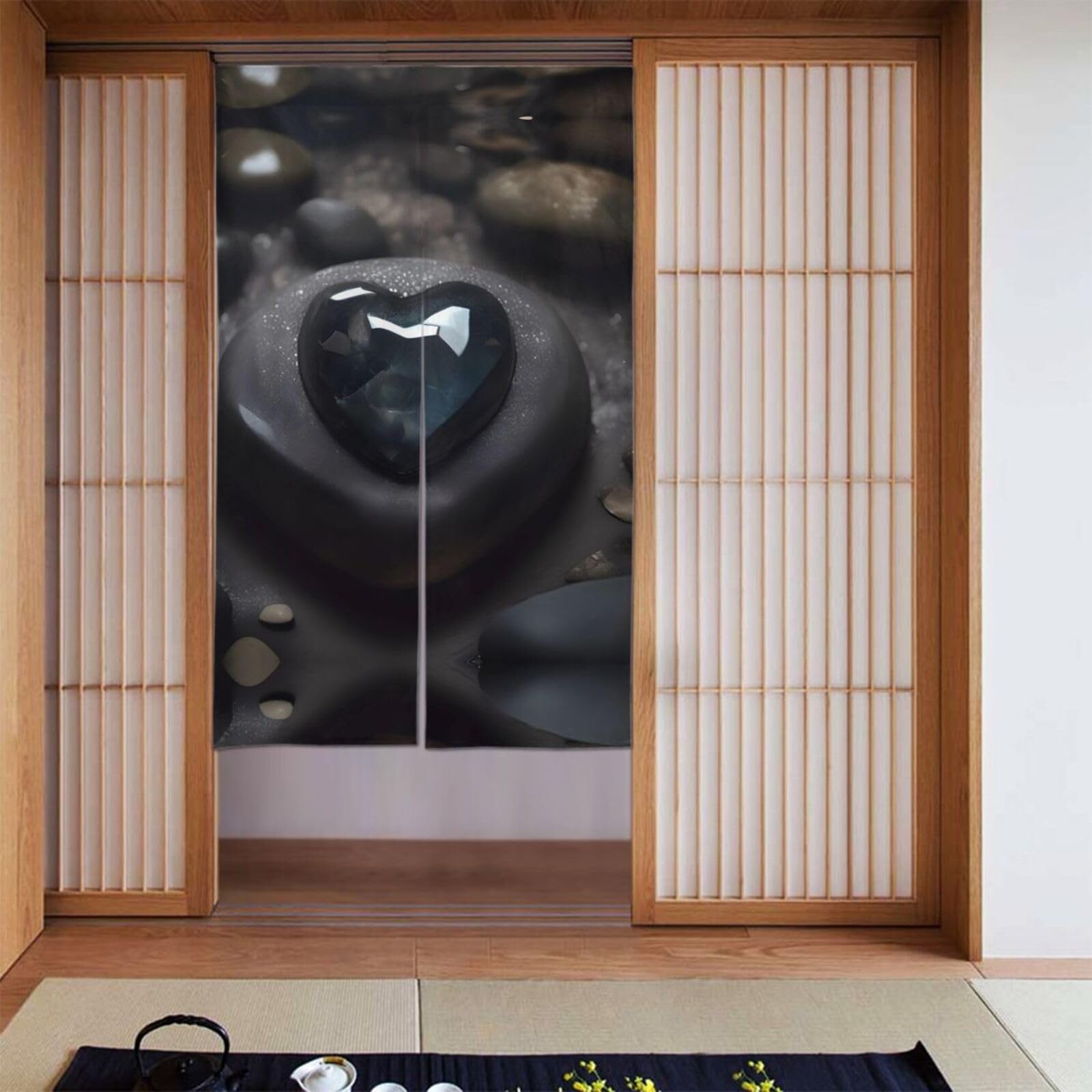 Cortinas opacas de salón gris oscuro HYTTER Decora juego de 2 paneles de tela