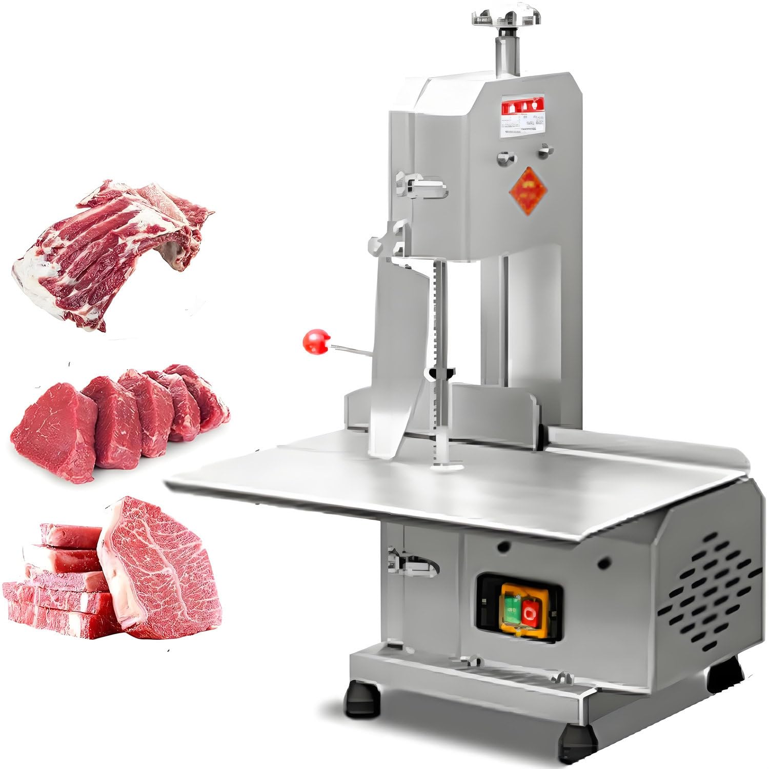 Sierra Cinta Eléctrica para Huesos, Sierra Cinta Comercial para Cortar Carne Congelada Y Fresca, Cortadora Eléctrica 750 W para Huesos Y Carne con Un Grosor Corte 0 A 13 Cm