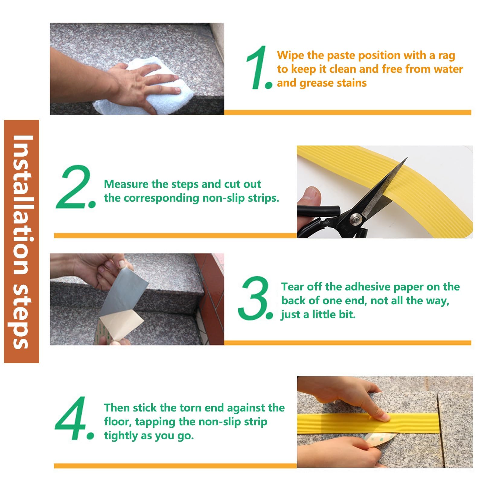 Tira De Vinilo Autoadhesiva Antideslizante Para Escalera, Borde De Escalón Antideslizante, Borde De Escalera De Goma De PVC, Para Peldaños De Interior Y Exterior, Esquina De Gomma Para Cantos(Orange,1
