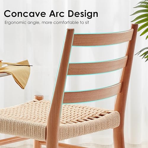 Miniatura 22 de STARY Sillas de comedor de madera de la rota con el asiento tejido cómodo, totalmente montadas Nogal - Juego de 2,Full Black - Juego de 2,Full Black