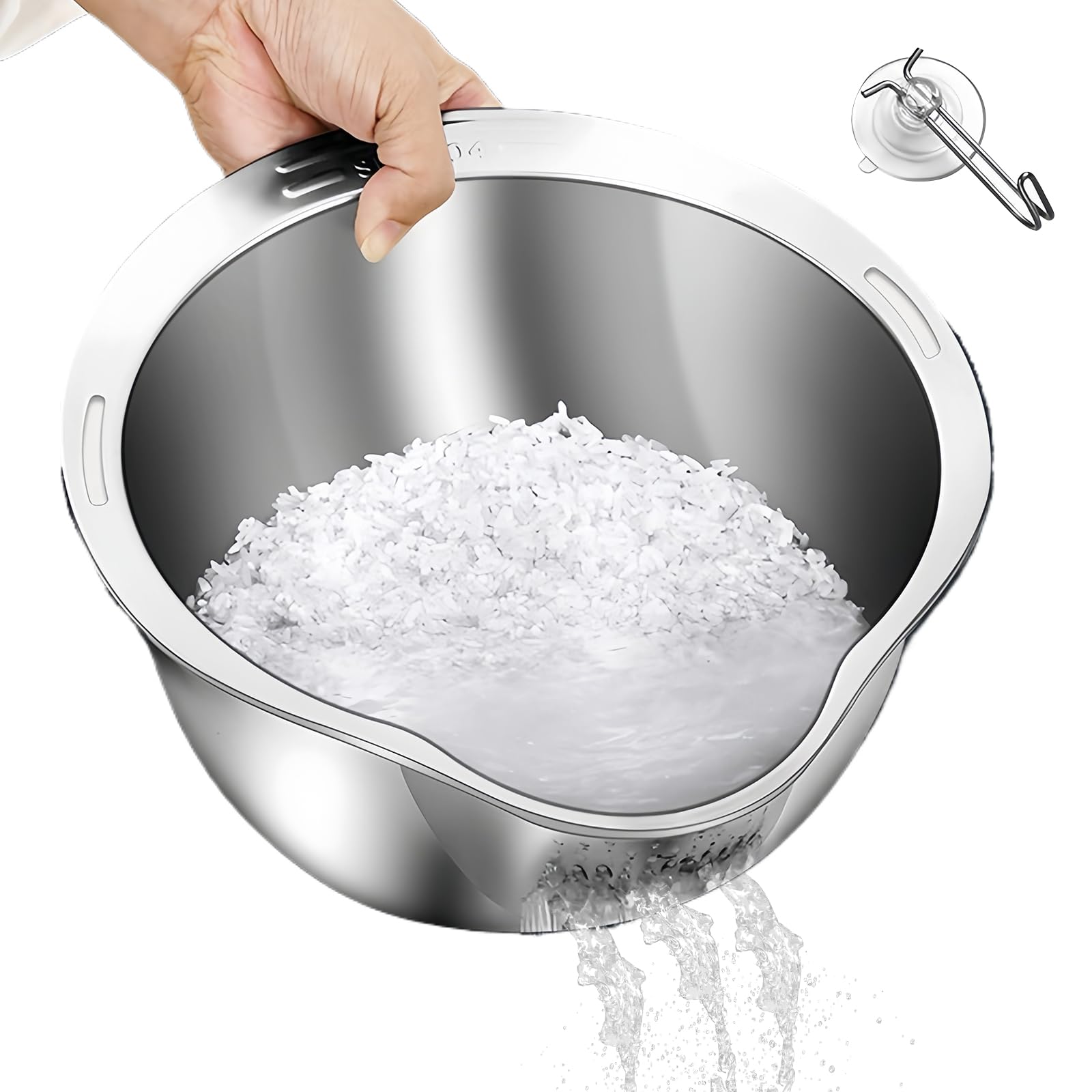 RVS Rijst Waskom Keuken Geïntegreerde Zeef Voedsel Zeef Metalen Groenten Wassen RVS Rijst Waskom Keuken Geïntegreerde Zeef Voedsel Zeef Metalen Groenten Wassen