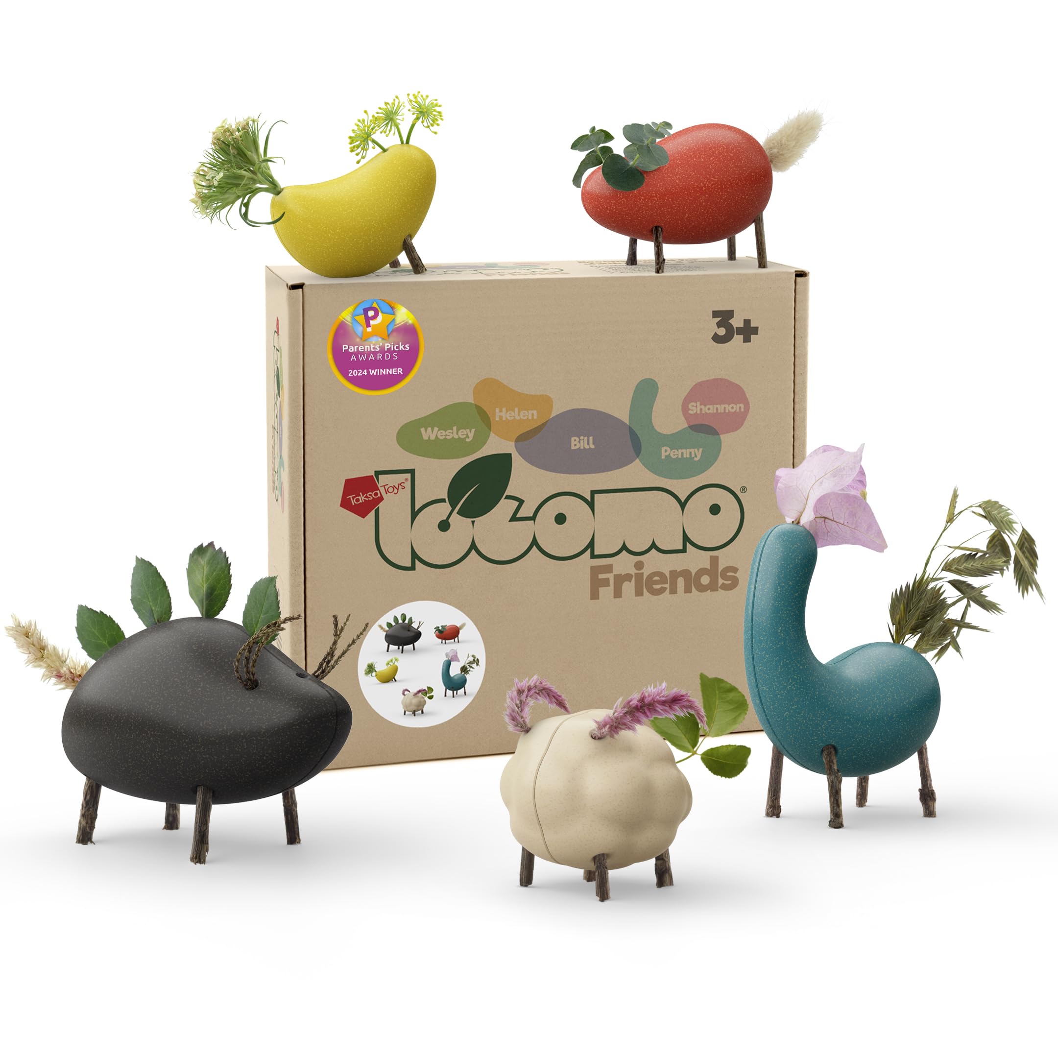 Taksa Toys Locomo Friends V Waldorf Educational Outdoor Play Figures, Montessori Wooden Animal Toys for Kids 3 4 5 6 7+, Open-Ended Learning & Creativity, Nature Eco Toys, Gifts (Set of 5)