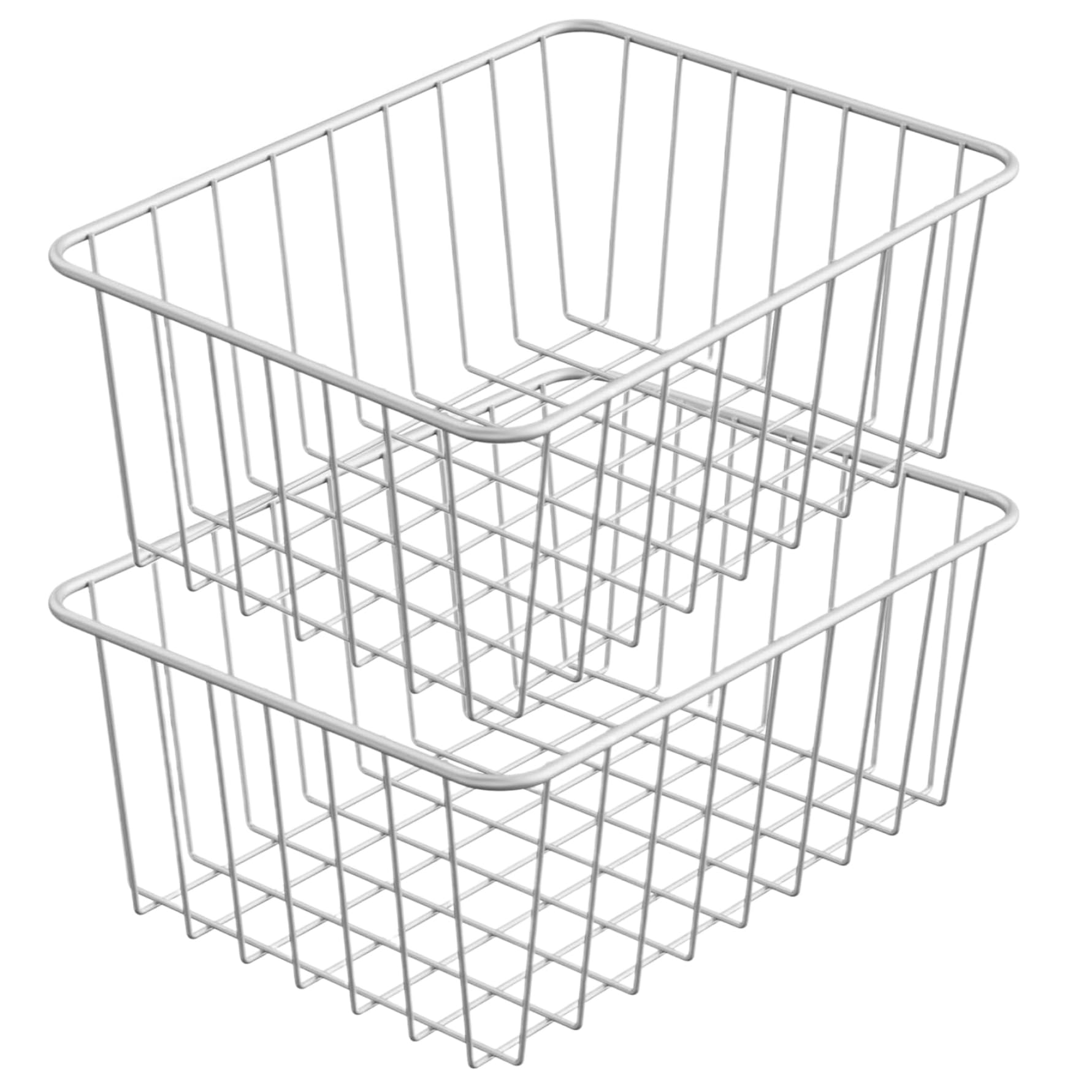 Hperu Freezer Organizer Bins, 2Pcs 11x8.5x4.7in Stainless Steel Stackable Wire Basket for Upright Freezer - Baskets for Upright