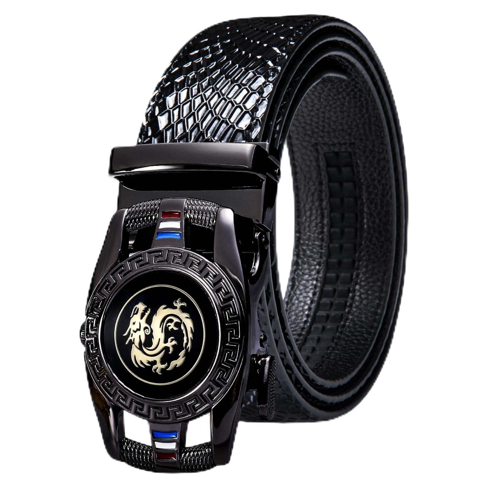 Slide Adjustable Genuine Leather Belt Men Dress Casual Trim-to-Fit Executive Classic Gift