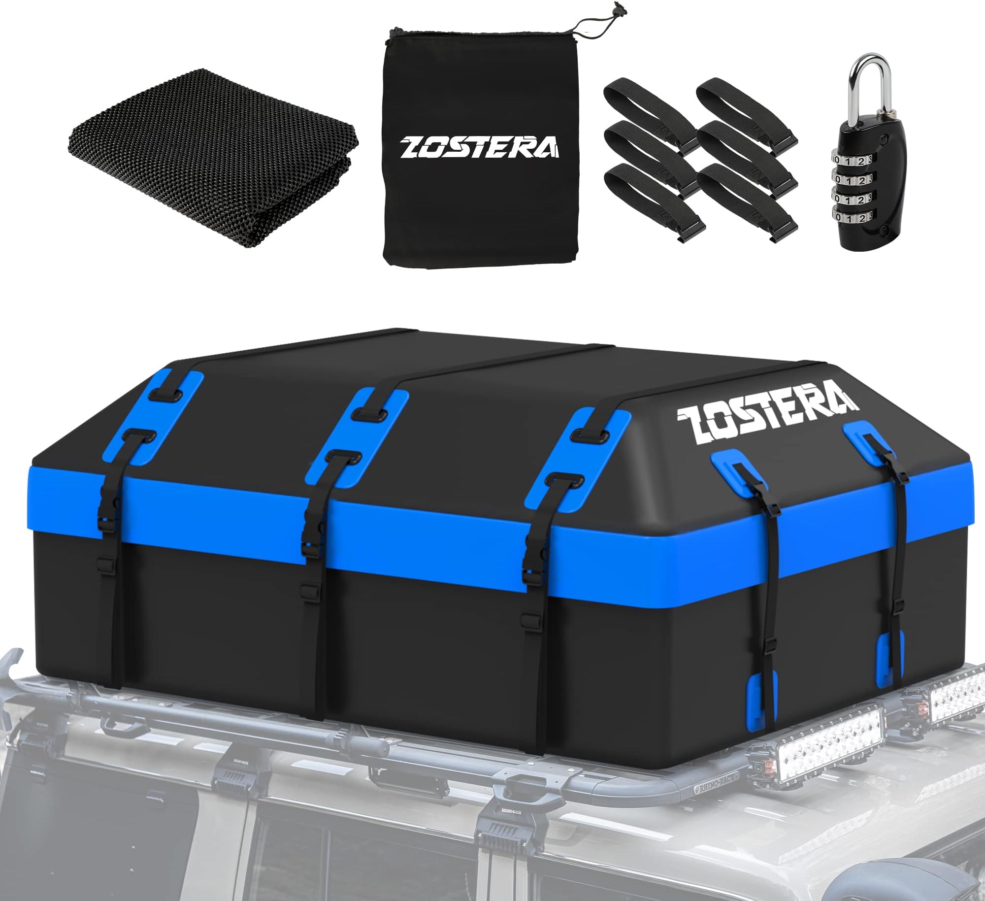 ZosteraRooftop Cargo Carrier Car Roof Cargo Bag Waterproof 21 Cubic Feet, Soft Roof Top Luggage Bag with Anti-Slip Mat, Suitable for SUV Car, with/Without Racks