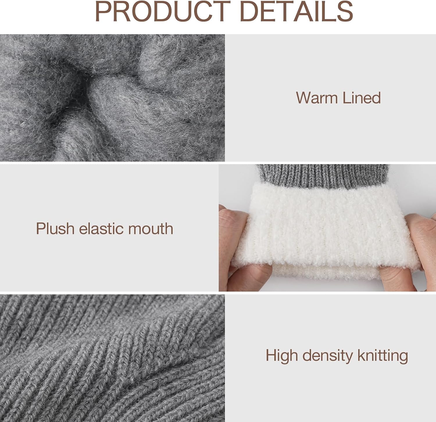 Pleneal Winter Gloves for Women, Warm Touchscreen Texting Knit Fleece Lined Thermal Glove for Cold weather