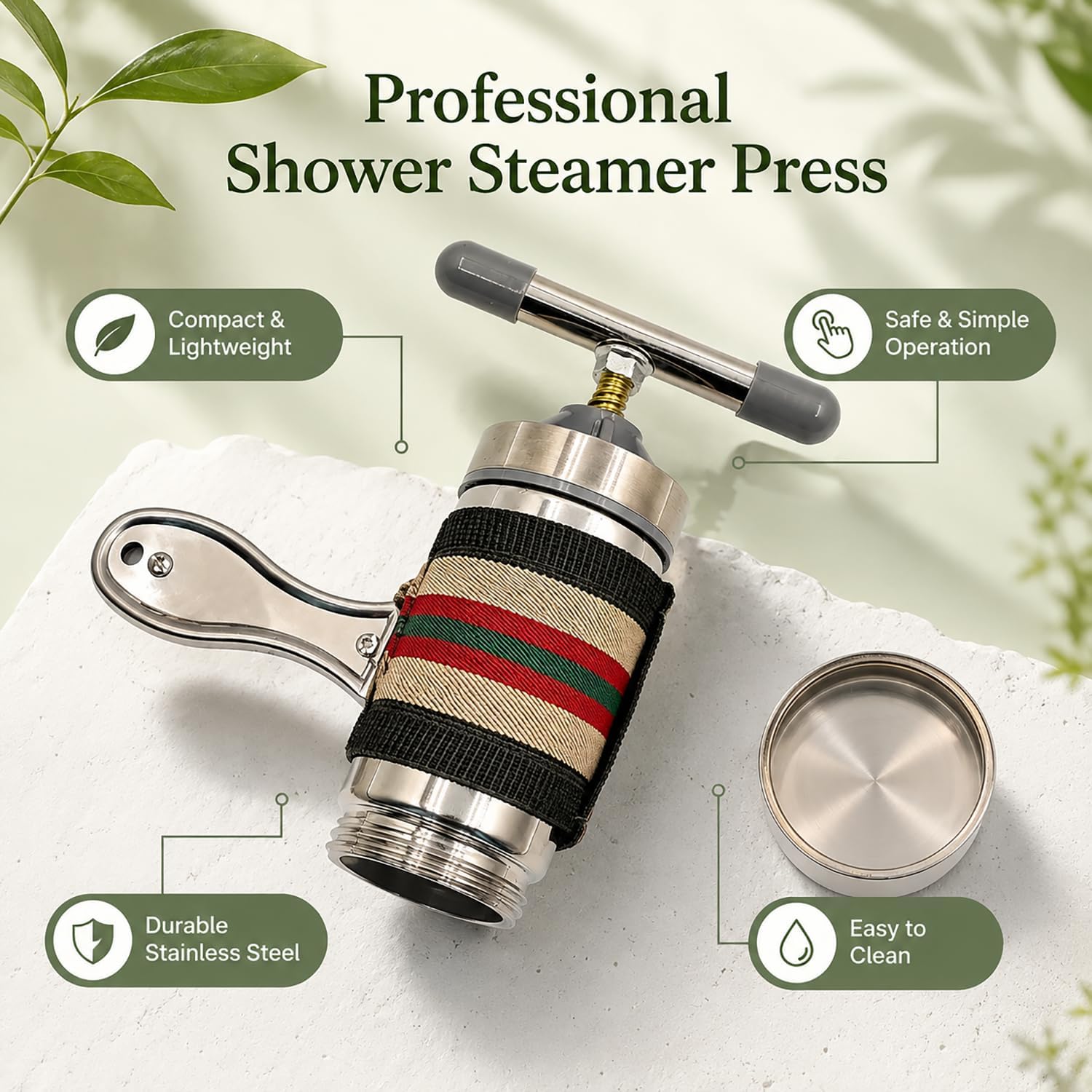 Bath Bomb Press Machine, Manual Soap Making Tools – Handheld Bath Bomb Maker & Shower Steamers Press Kit for Home DIY, Stainless Steel Compact Tablet Press for Women, Travelers, Beginners