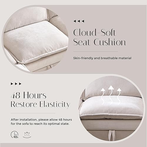 Miniatura 8 de Sofás seccionales de 88.98 pulgadas para sala de estar, sofá de nube seccional con gran almacenamiento, sofá modular en forma de U con otomana, sofá