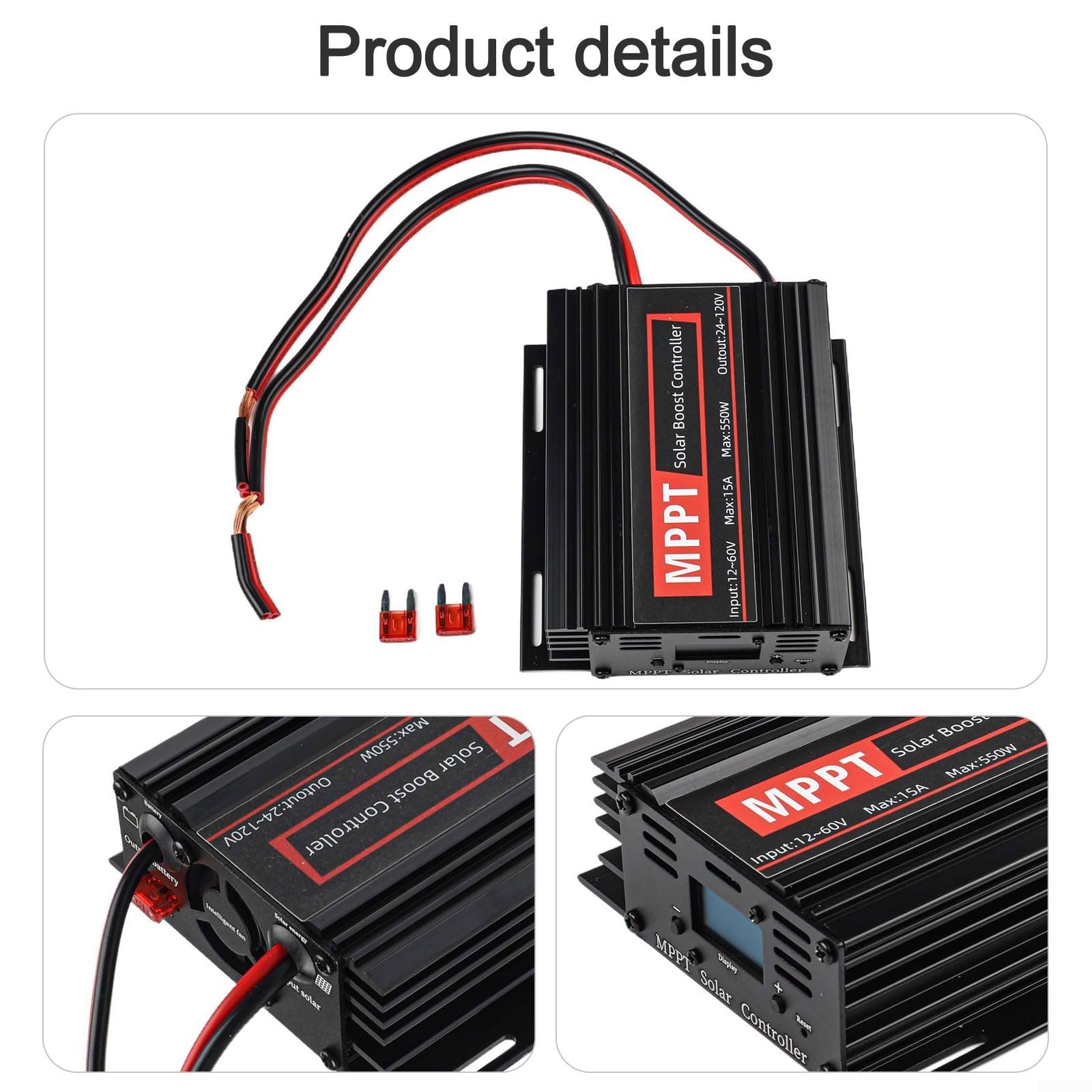 Smart MPPT Solar für Akku für Ladegerät, Controller, 15 A Boost-Modus, 12 V-50 V PV-Eingang für 24 V-88 V für Lifepo4 Acid Off Grid Power Kit
