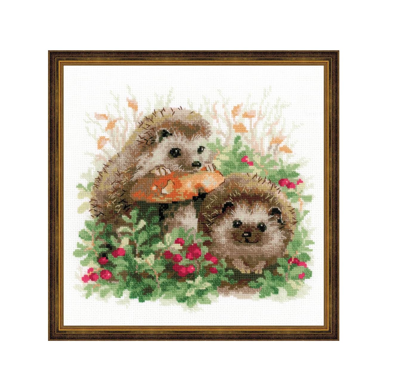 RIOLIS Cross Stitch Kit - 1469 - Hedgehogs in Lingonberries