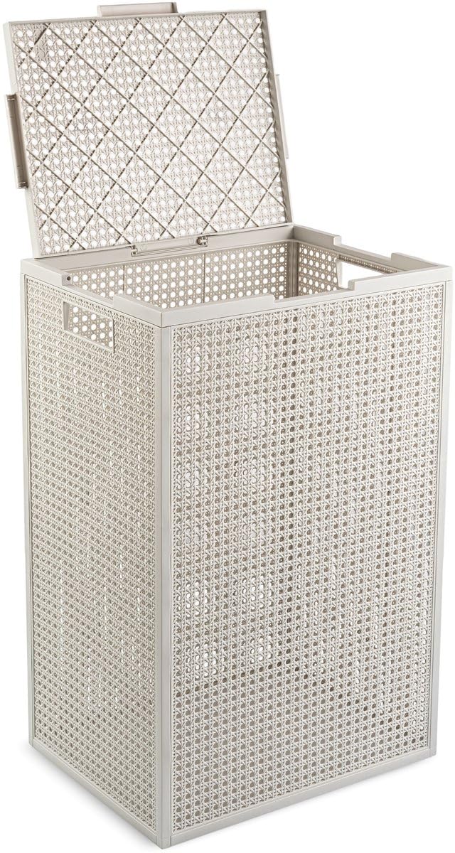 Curver Kaya Wäschekorb mit Deckel – 2er-Set – je 60 Liter – 38×29×58,5 cm – Weiß – Kunststoff – mit Belüftung