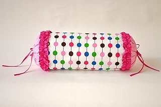 Bacati - Botanical Sanctuary Multicolor Pink Pearl String Neck Roll Pillow