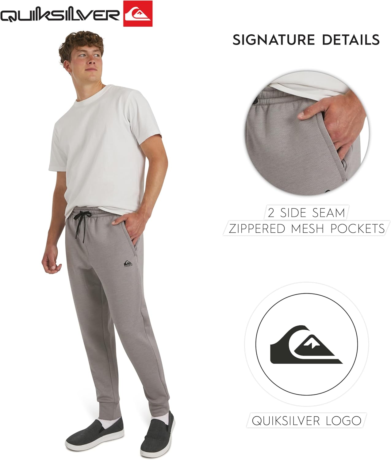 Quiksilver Men's Regular Fit Active Performance Heavyweight Jacquard Mesh and Polar Fleece Jogger Pants (S-XL) - Image 6