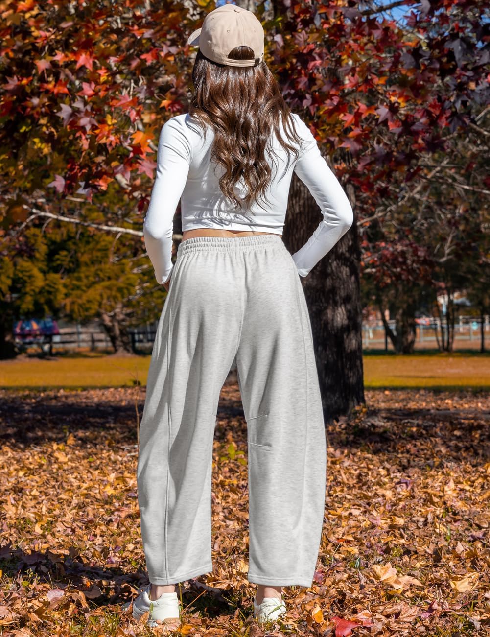 TARSE Women’s Barrel Sweatpants Loose Fit Lounge Pants Casual Wide Leg Pants Cotton Comfy Elastic Waist Joggers with Pockets - Image 5