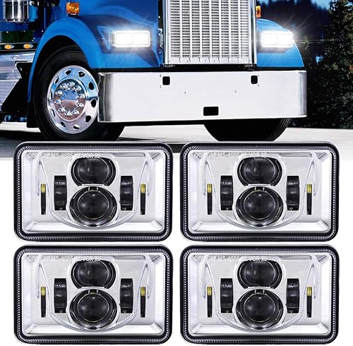 Z-OFFROAD 4 piezas de 60W Faros delanteros LED rectangulares 4x6 aprobados por DOT H4656 H4651 H4652 H4666 H6545 Faros de repuesto para camiones