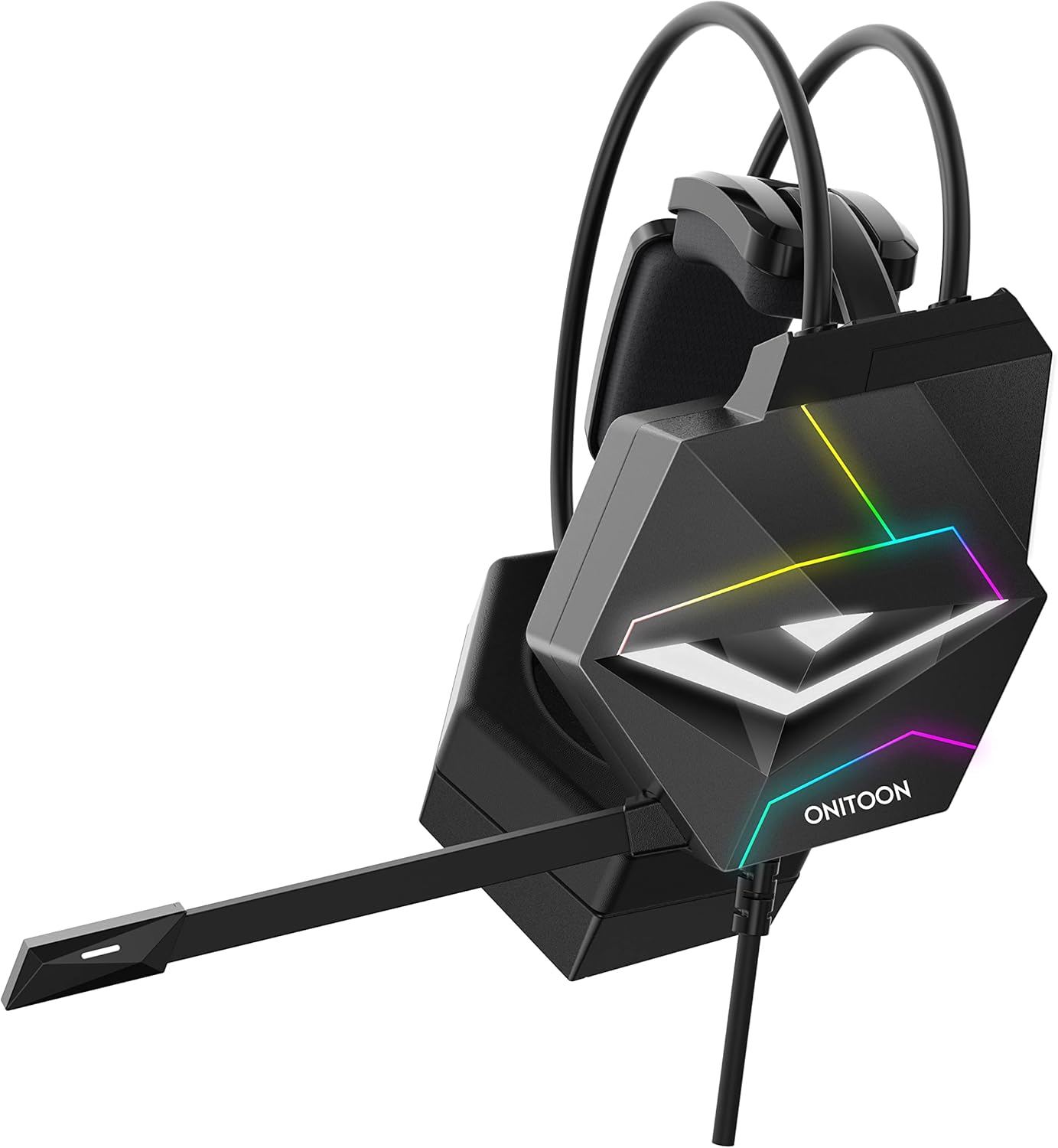 Gaming Headset with Microphone for Playstation 4, Soft Memory Earmuffs and Wired Headset LED Light for PS5, PC, PS4, iMac, Laptop