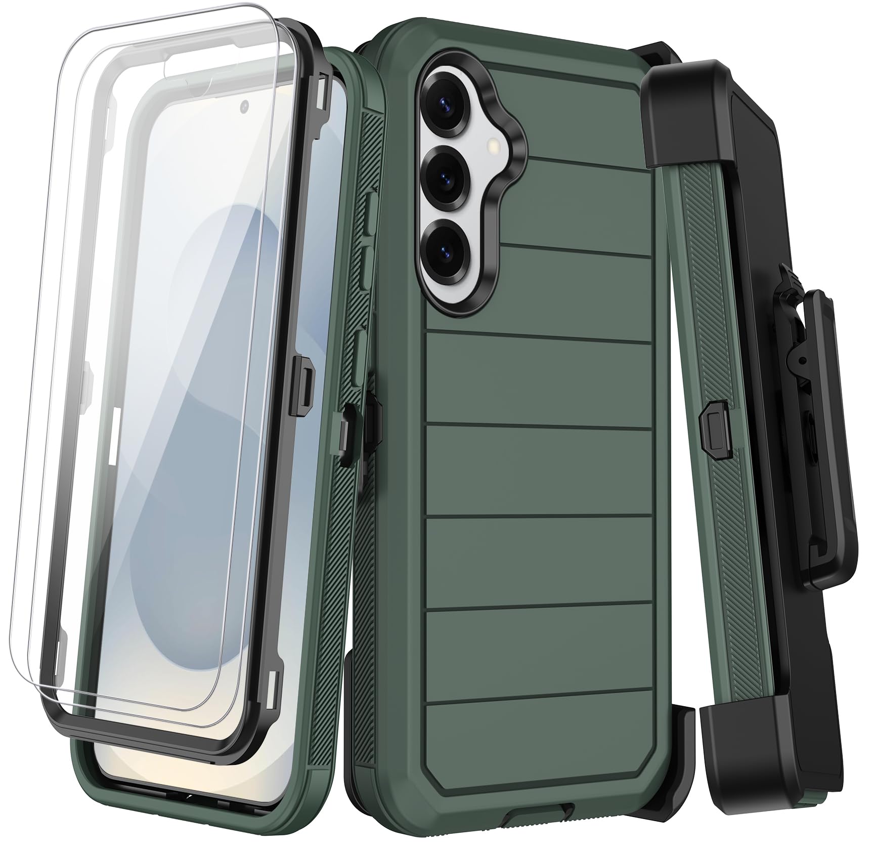 KECAI for Samsung Galaxy S25 Case with Belt Clip Holster & Kickstand,2X Screen Protector,Heavy Duty Shockproof Drop Protection Military Grade Full