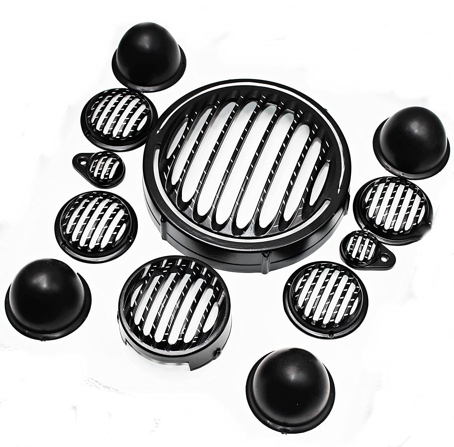 Premium CNC Metal Front Rear Headlight Grill/Jali Cover Set With Tail Lamp, Indicator, Pivot Eyes Cup Compatible with Royal Enfield Classic Reborn 350 (Set of 12) (BLACK)-image-48