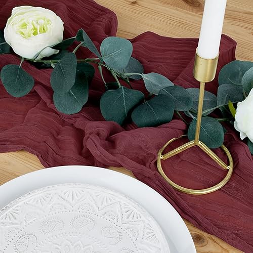 Miniatura 23 de Koyal Wholesale Camino de mesa de estopilla para decoración de boda, tela de gasa de tela transparente para granja rústica, fiesta bohemia nupcial,