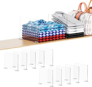 Yieach 10 Pack Acrylic Shelf Dividers for Closet Organization - Suitable for All Cupboard,Wood Shelves -Clear Closet Dividers for T Shirt,Towel,Bag,Purse Dividers,Handbag Organizer,Sweater Organizer