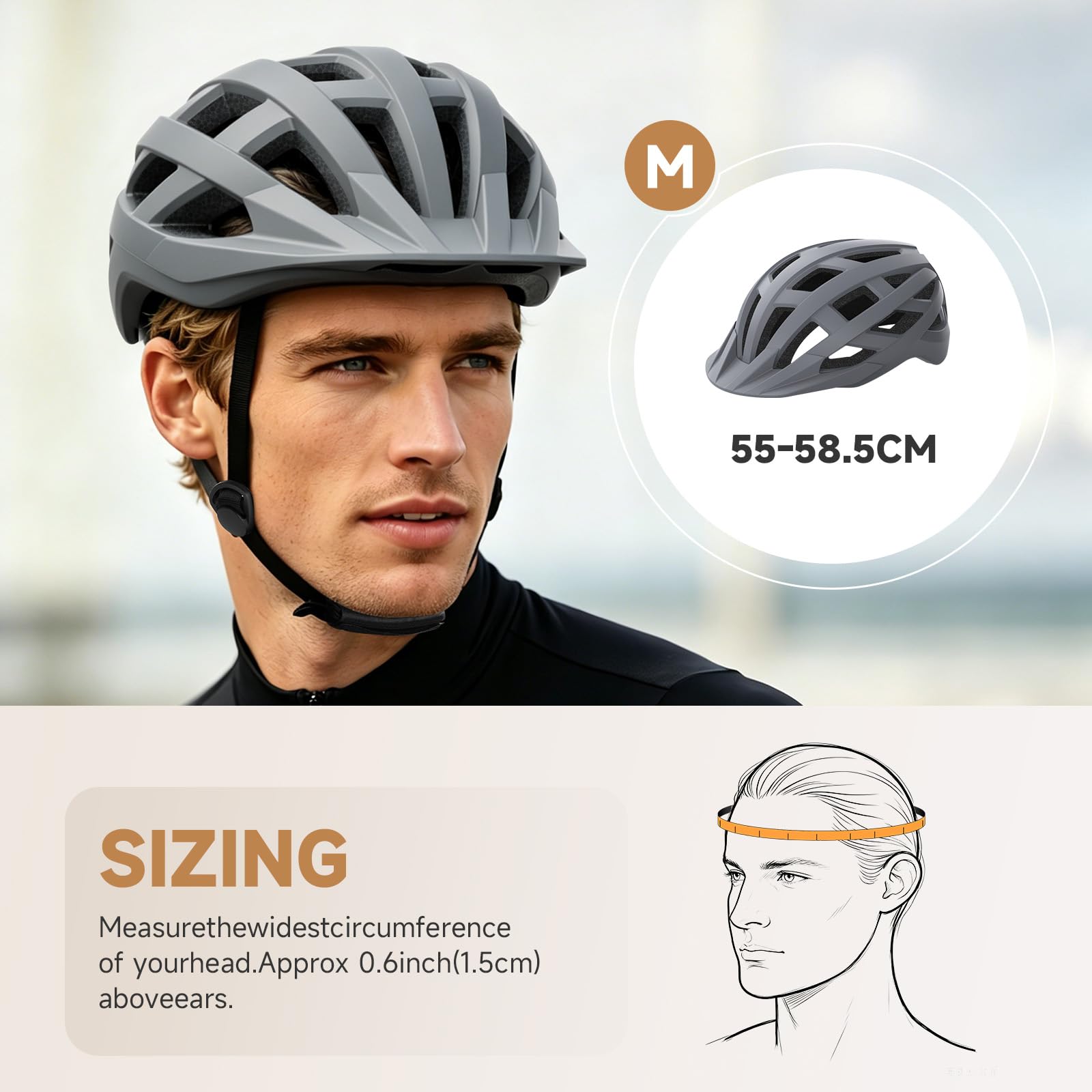 Findway Bike Helmet, Lightweight Breathable Cycling Helmet for Men & Women, Adjustable Fit Urban Commuter Helmet for Road & City Riding