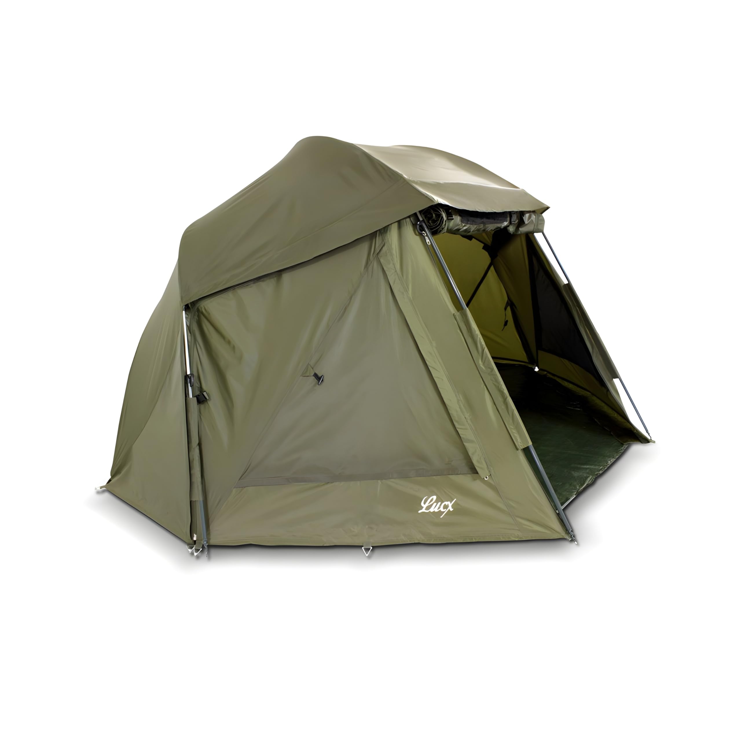 Lucx Wolf Brolly Schirmzelt für 1-2 Mann - wasserdichtes Angelzelt mit 10.000 mm Wassersäule, herausnehmbarer Bodenplane & Abnehmbarer Front - Karpfenzelt & Outdoor Shelter