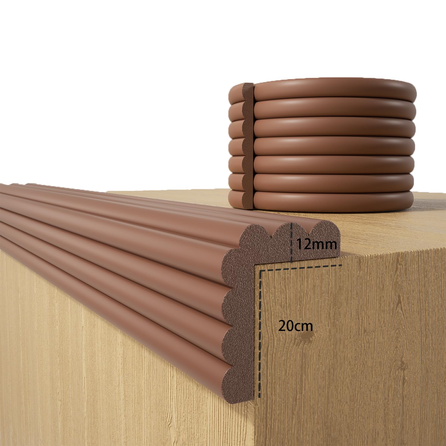 Baby Proofing Wall Corner Protector,Edge Guard Corner Protector,6.56ft Thinken Soft Corner Protectors Pre-Taped Soft Rubber Foam Edge Cushion for Furniture (Coffee Brown, 6.56Ft x 7.8" W x 0.47" Th)