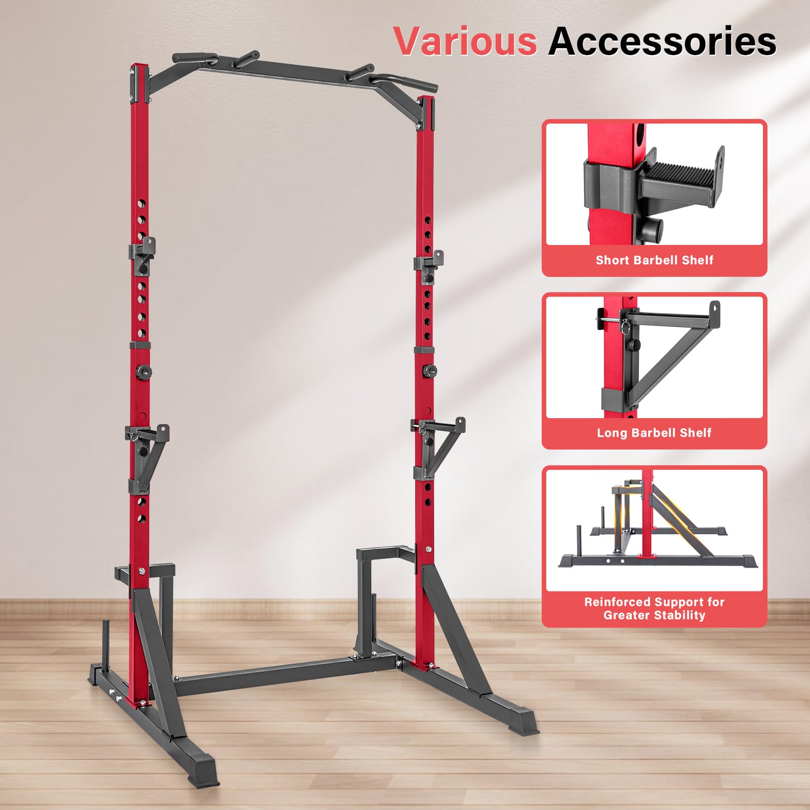 Workout Bar Rack Heavy Duty Exercise Cage JX FITNESS Power Rack Squat Cage With Pull Up ...