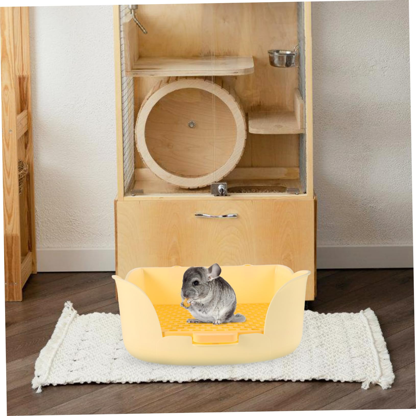 Lettiera per Conigli Piccola in Plastica Lettiera Vassoio per Furetti Cincillà Toilette Angolare Trasportino per Animali Domestici