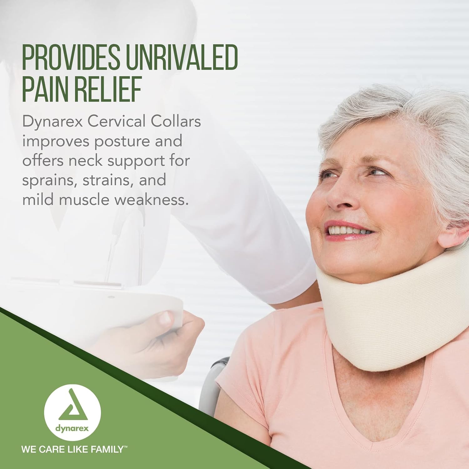 Dynarex Medium Cervical Collars, Provides Neck Support for Men and Women, 3" Tall, Polyester & Polyethylene, 1 Case of 10 Collars