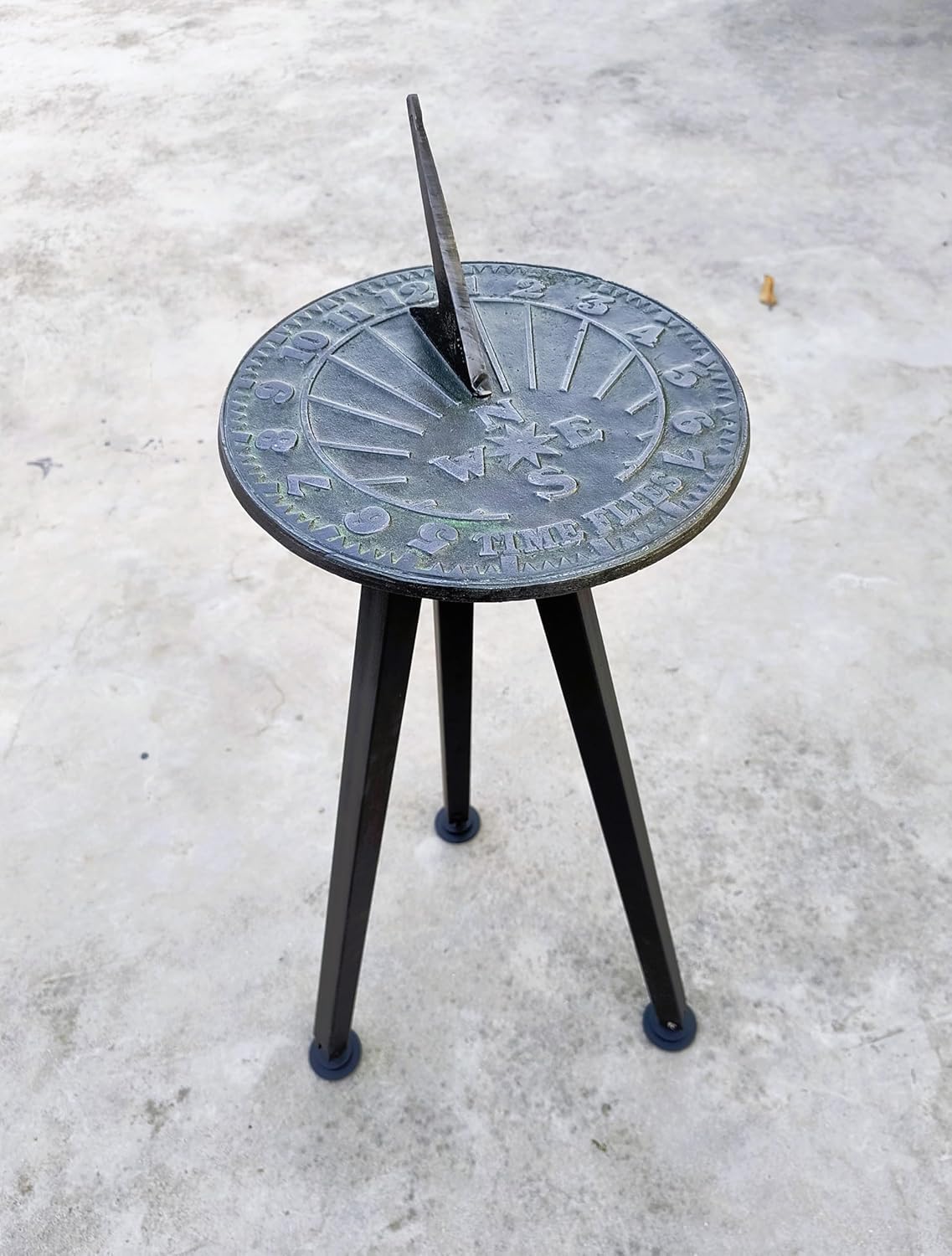 Time Flies Number Sundial Wedding Anniversary Home Office Decor | Numbers Sundial Cast Iron Verdigris Finish with Pedestal Stand - 10"