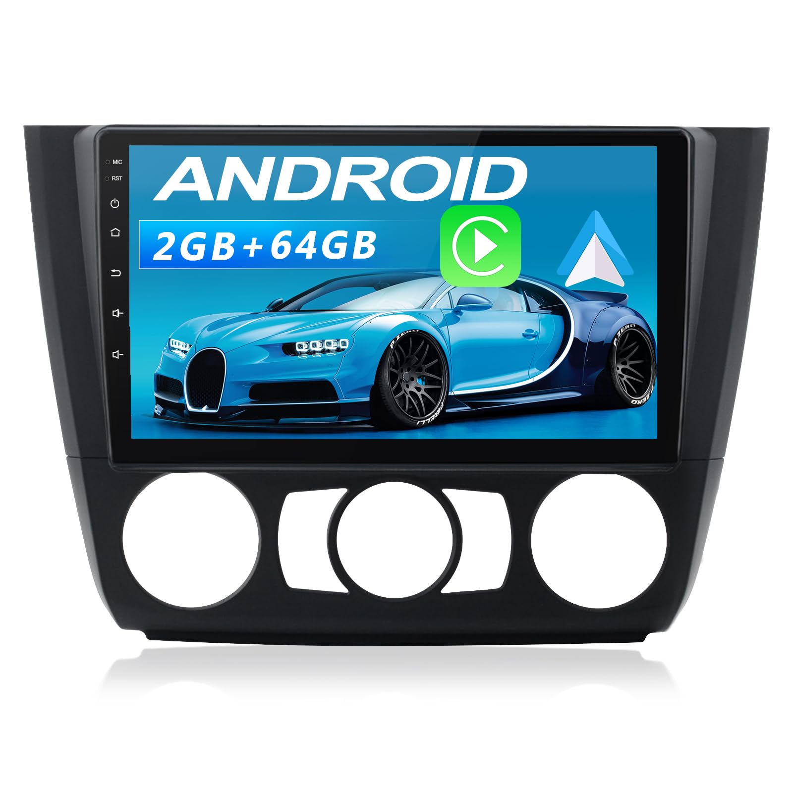 Junsun Android Autoradio für BMW 1er E81/E82/E87/E88 2004-2011 (manuell) 2GB+32GB with 9 Zoll Touchscreen CarPlay, Android Auto, Bluetooth Navigtion Lenkradsteuerung