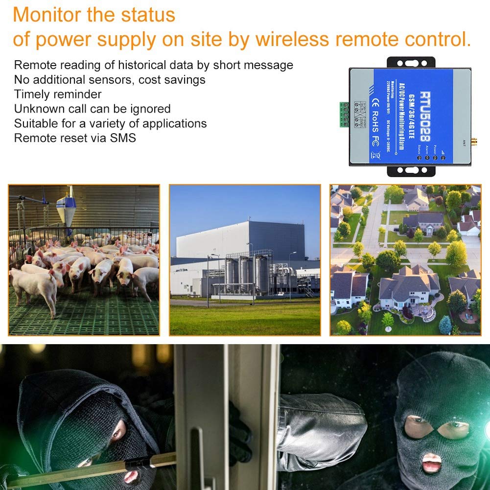 Rtu5028 gsm Alarma de Monitoreo de Estado de Voltaje de Energía, Conexión Inalámbrica Control Remoto, Falla de Energía Alerta de Recuperación(EU)