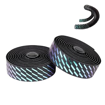 Road Bike Handlebar Tape, Bicycle Bar Tape, PU Leather + EVA, Striped Gradient Cycling Handle Grip Wrap - 2 Rolls