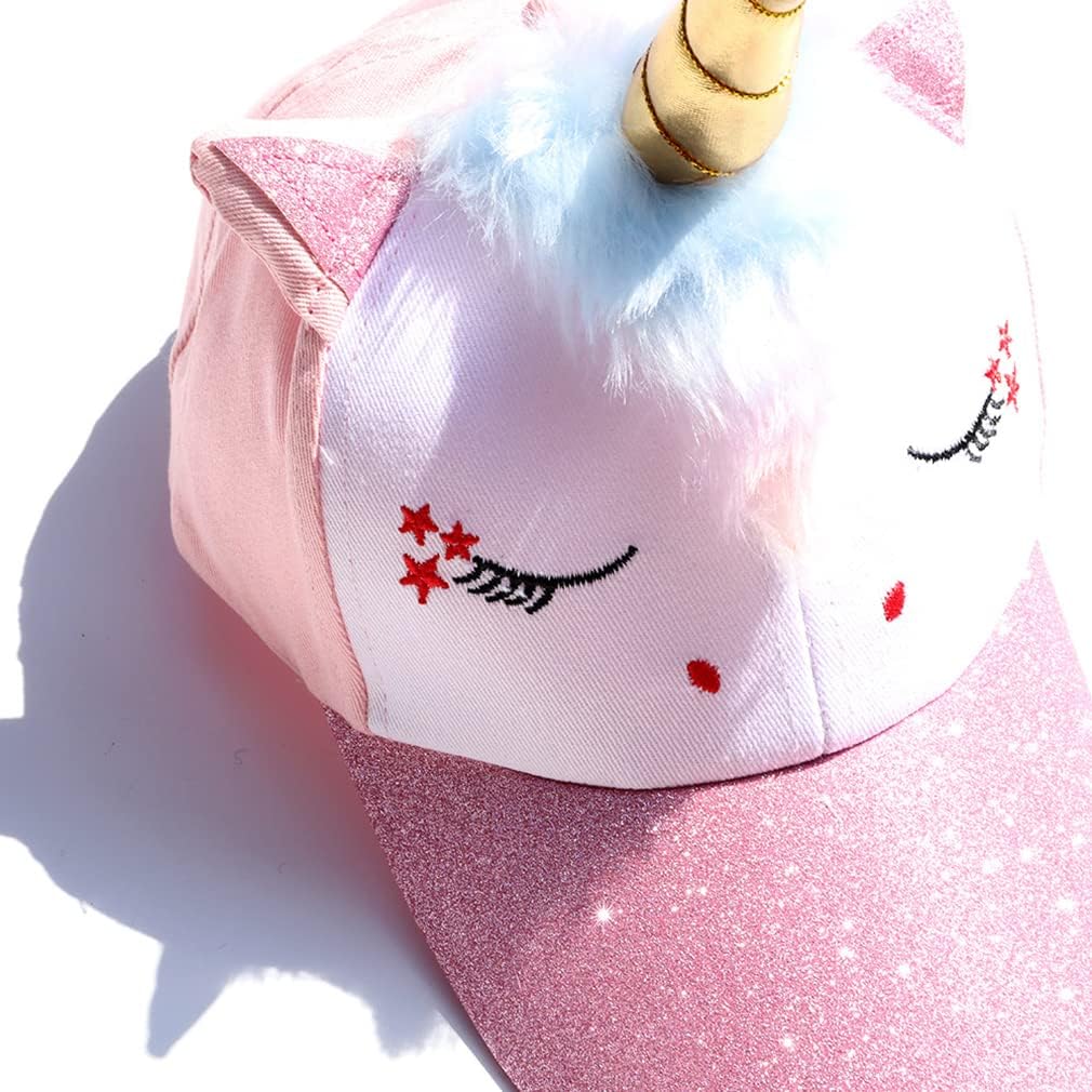 D.O.T Girls Unicorn Baseball Cap Kids Cute Adjustable Snapback Summer Sport Trucket Hat for Ages 2-15Years
