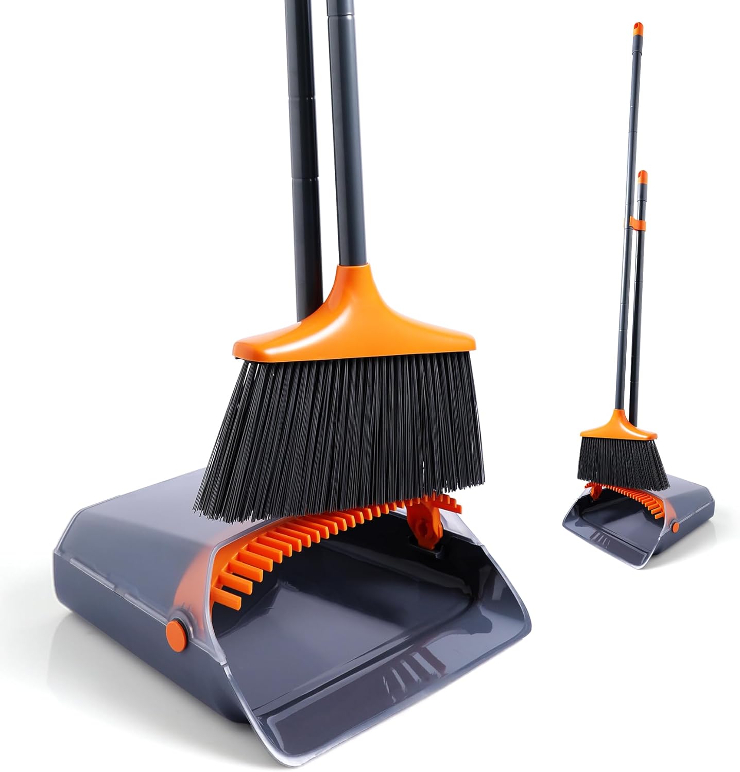 CLEANHOME Broom and Dustpan Set,Upgraded Long Handle Dustpan and Brush