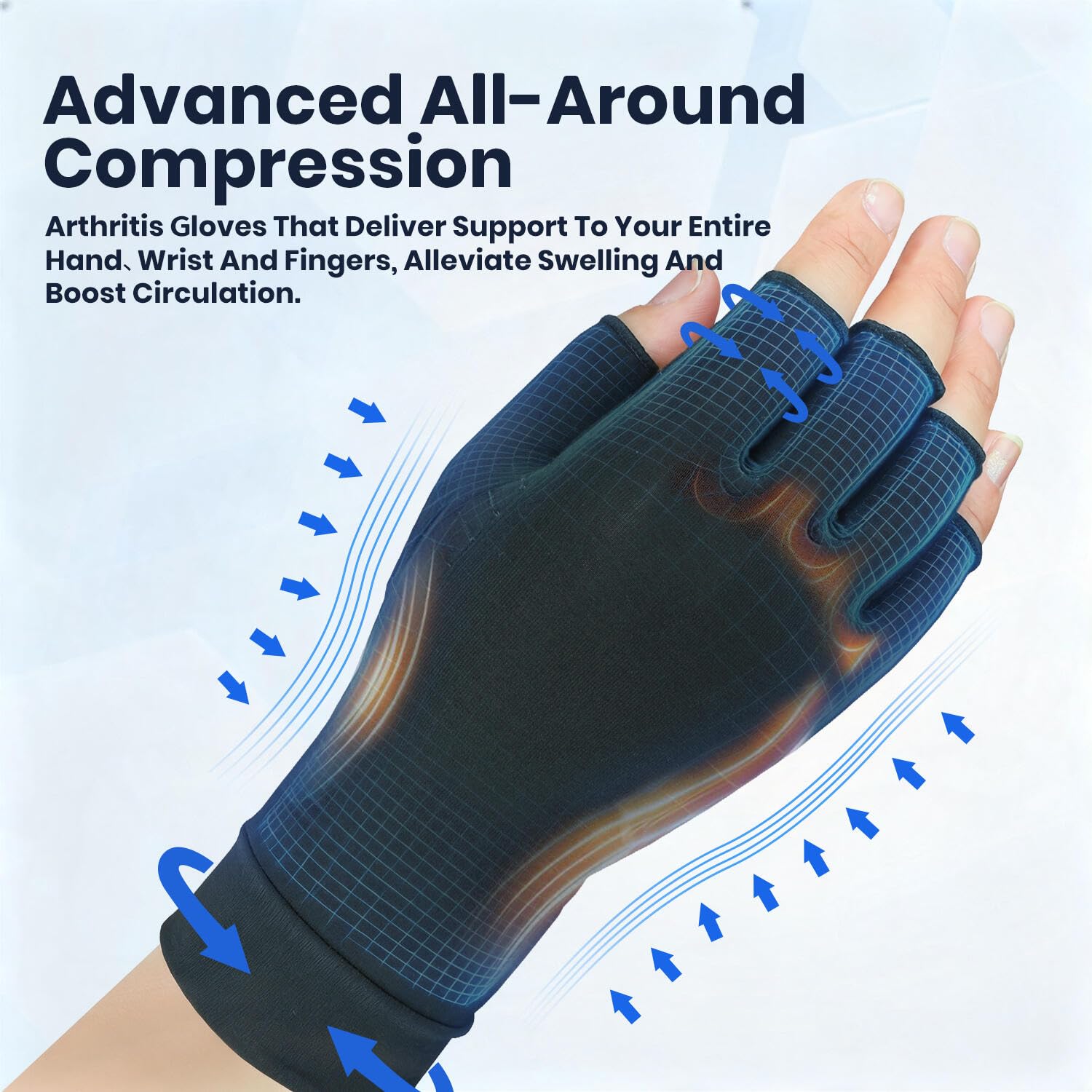 Big Mango Paquete de 2 pares de guantes de cobre para artritis, guantes de compresión para mujeres y hombres, alivian el dolor de la artritis reumatoide, túnel carpiano, hinchazón, soporte diario de