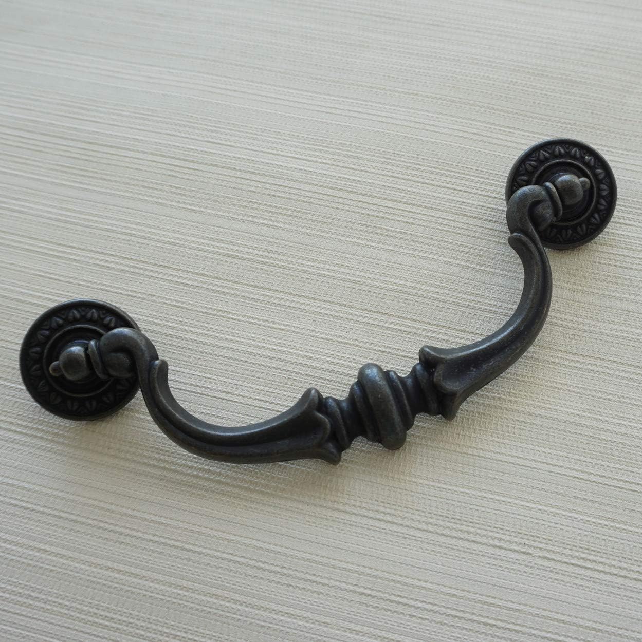 3.5" 5.5'' Large Drop Bail Handle Dresser Pull Drawer Pulls Handles Rustic Antique Bronze Kitchen Cabinet Handles Knob Hardware (5.5" Hole to Hole)