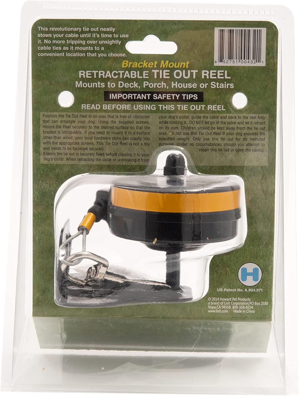 bracket mount retractable tie out