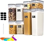24 Pack Airtight Food Storage Containers with Lids, Plastic Kitchen and Organization Canisters for Cereal, Flour and Sugar, BPA Free, Includes Spoons, Labels and a Pen