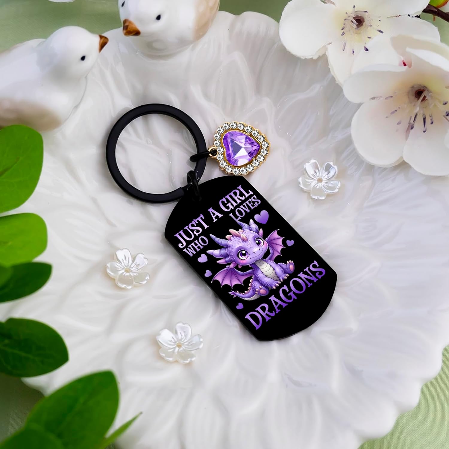 Best Dragon Gifts for Girls Dragon Keychain Gifts for Dragons Lover Christmas Birthday Gift for Her Just A Girl Who Loves Dragons Keychain for Friend Sister Daughter - Image 3